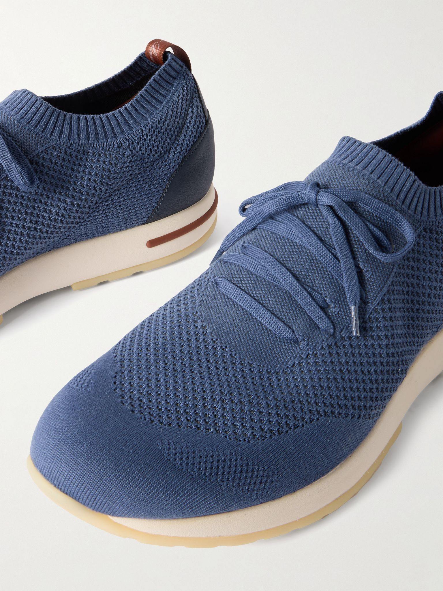 360 Flexy Leather-Trimmed Knitted Wish® Wool Sneakers Blue - 6