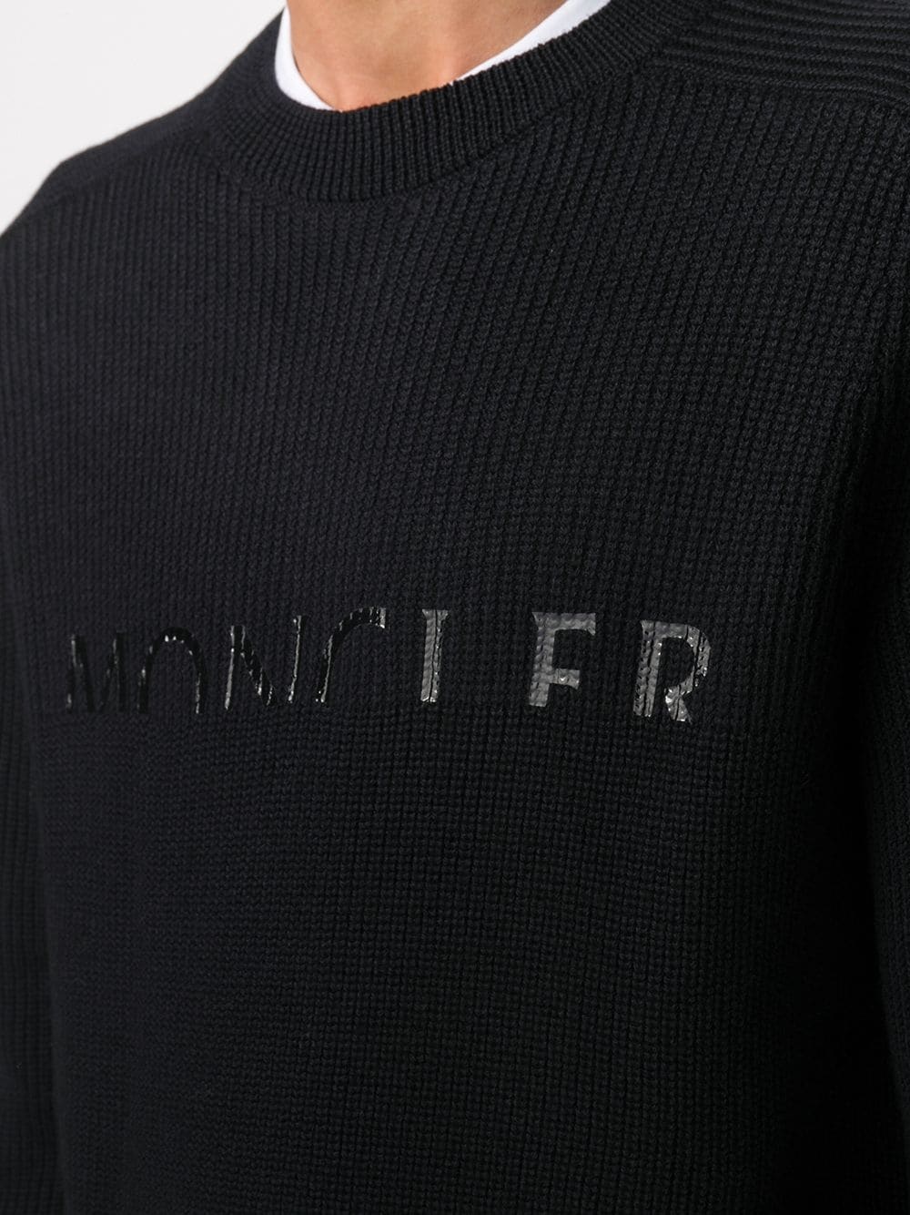 half logo knitted sweater - 5