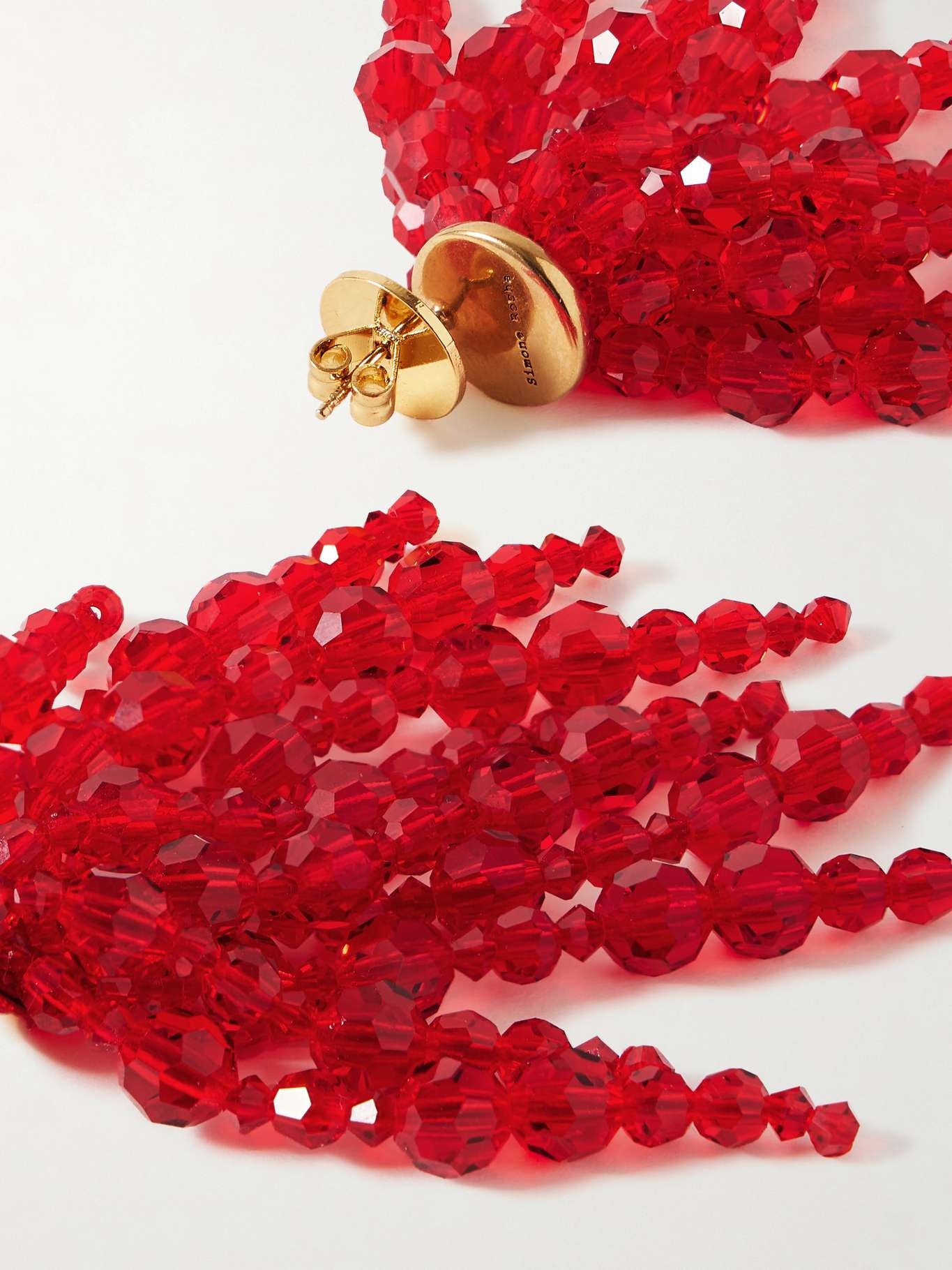 Gold-tone crystal earrings Red - 3