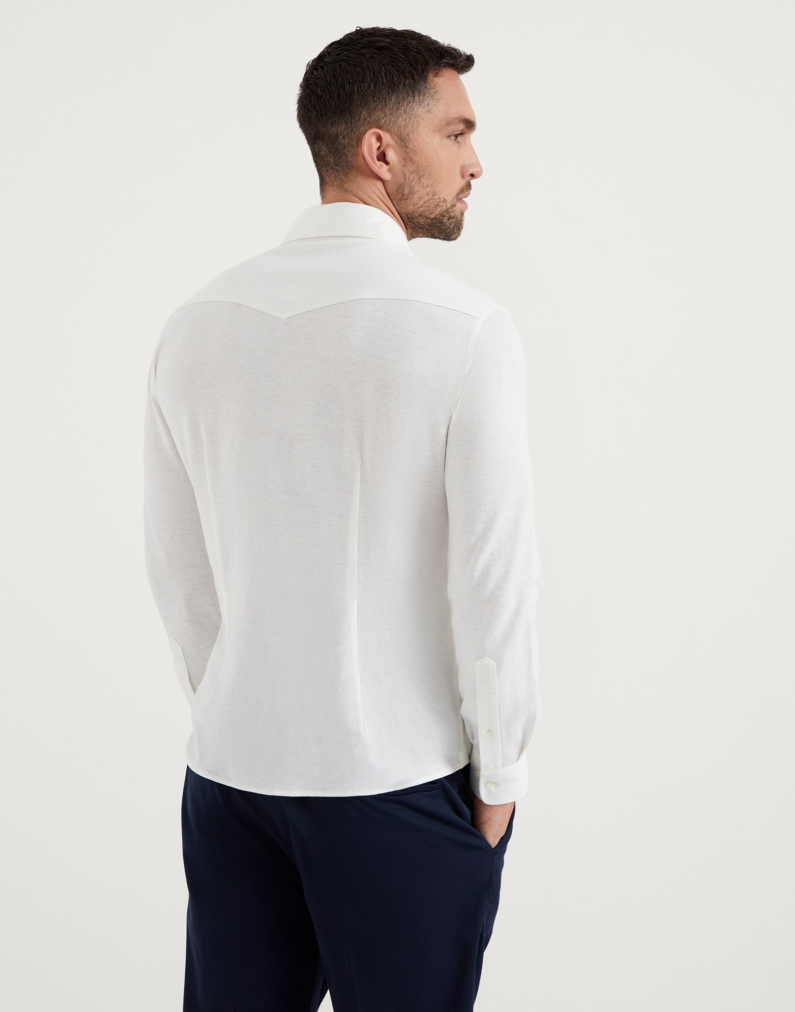 Linen and cotton jersey western shirt - 2