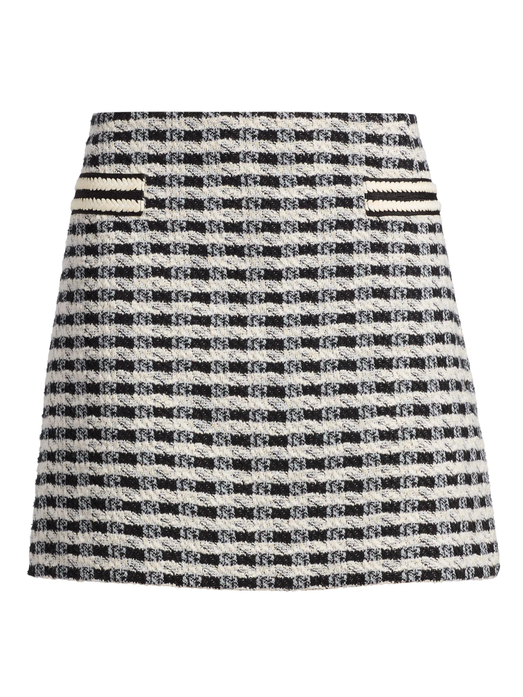 Women's Charlie Houndstooth A-Line High-Waisted Miniskirt - Black Gingham - 1