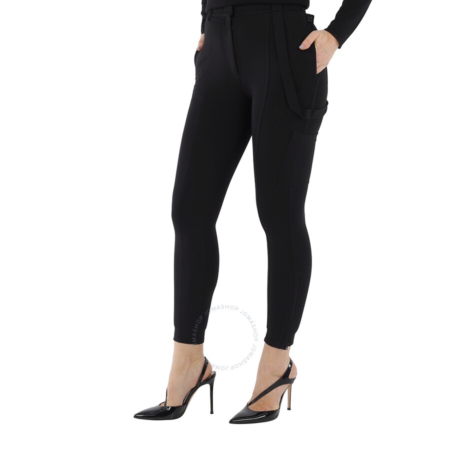 Burberry Strap Detail Stretch Crepe Jersey Trousers In Black - 5