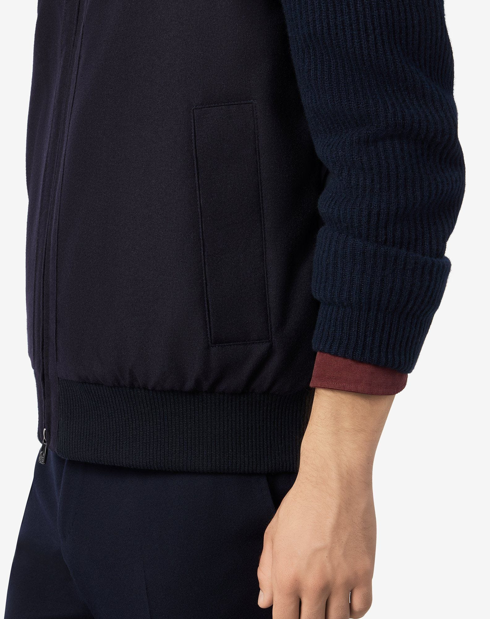 Blue technical cashmere gilet with hood - 5