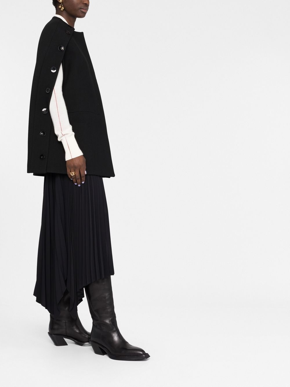 buttoned slit-sleeves coat - 6