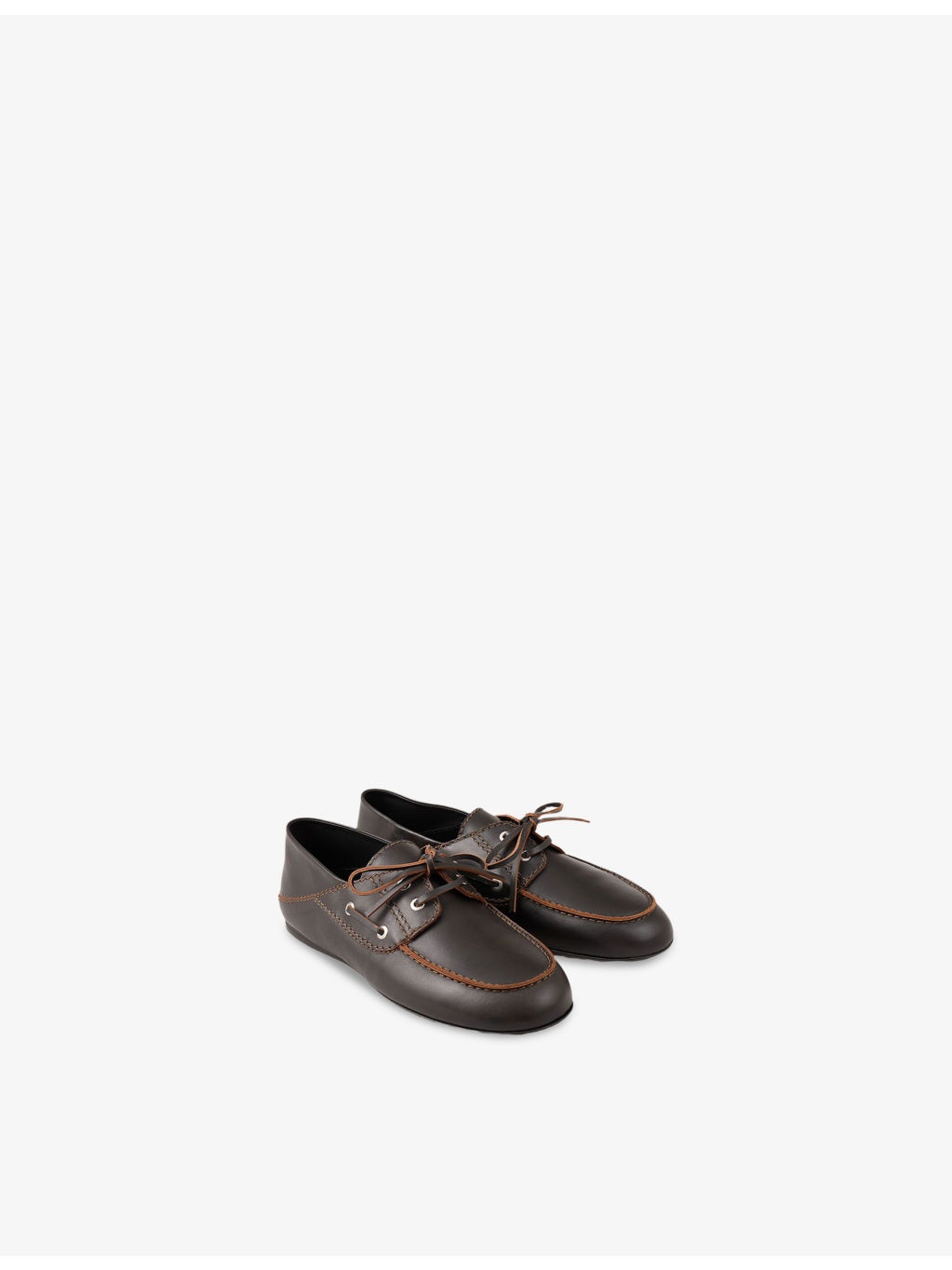 Contrast-Stitching Leather Loafers - 2