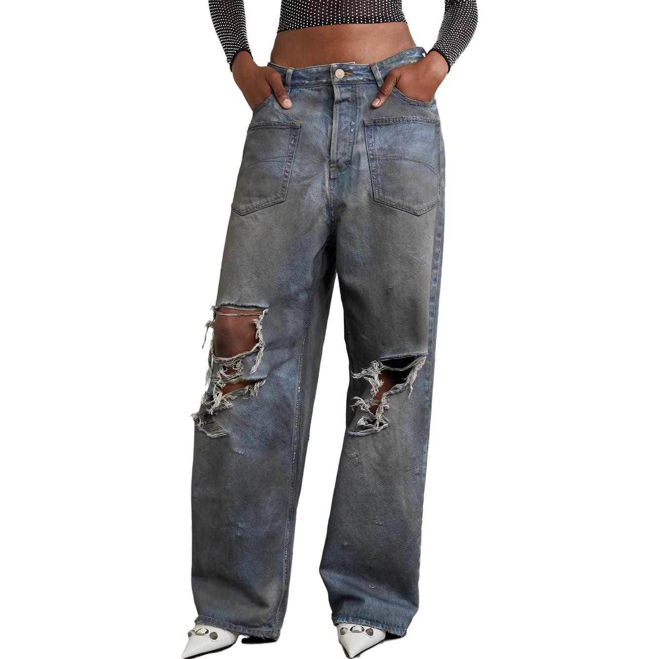 (WMNS) Balenciaga Patched Pockets Baggy Jeans 'Blue' 751111TDW143359 - 3