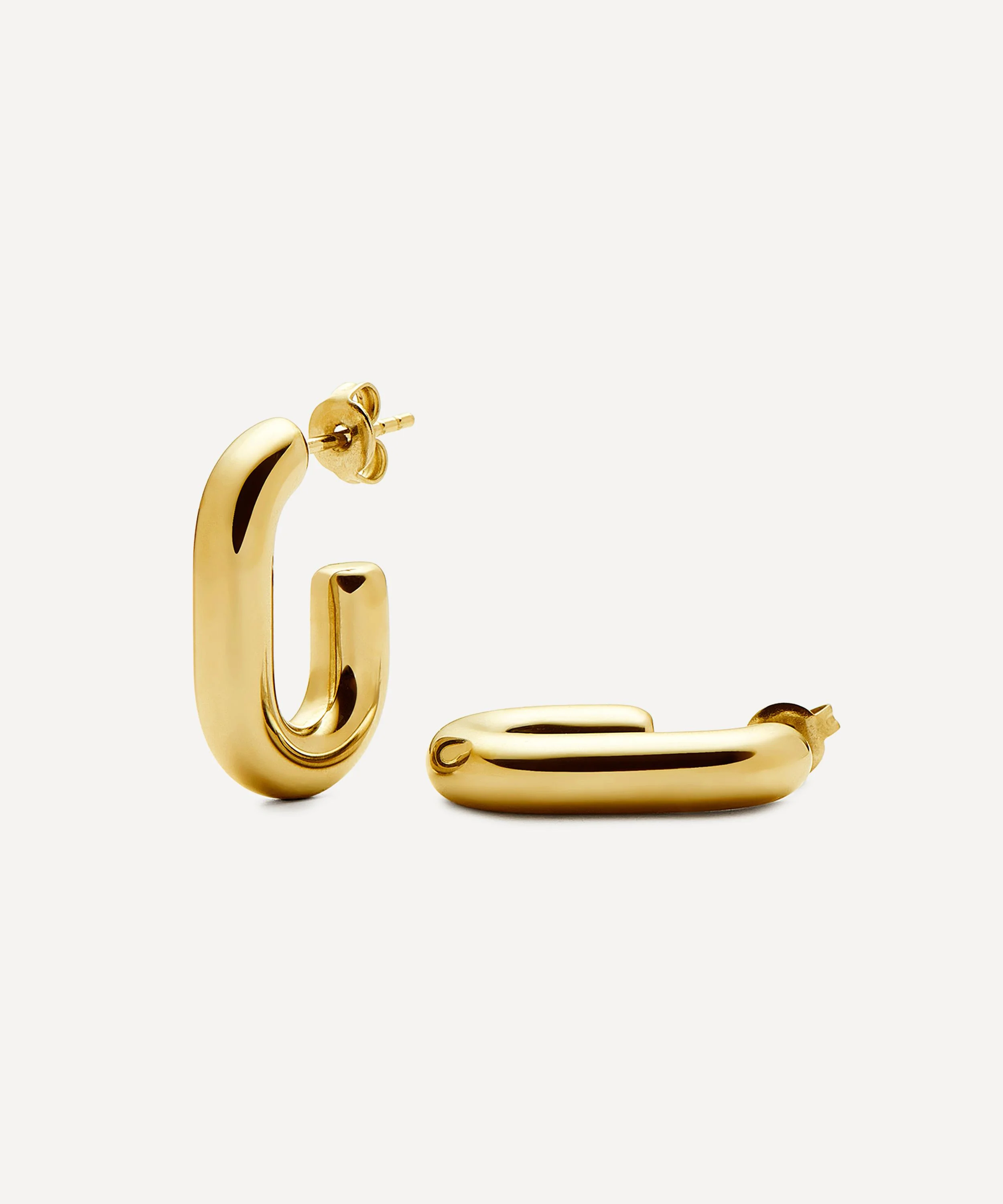 18ct Gold-Plated Chubby Oval Small Hoop Earrings - 1