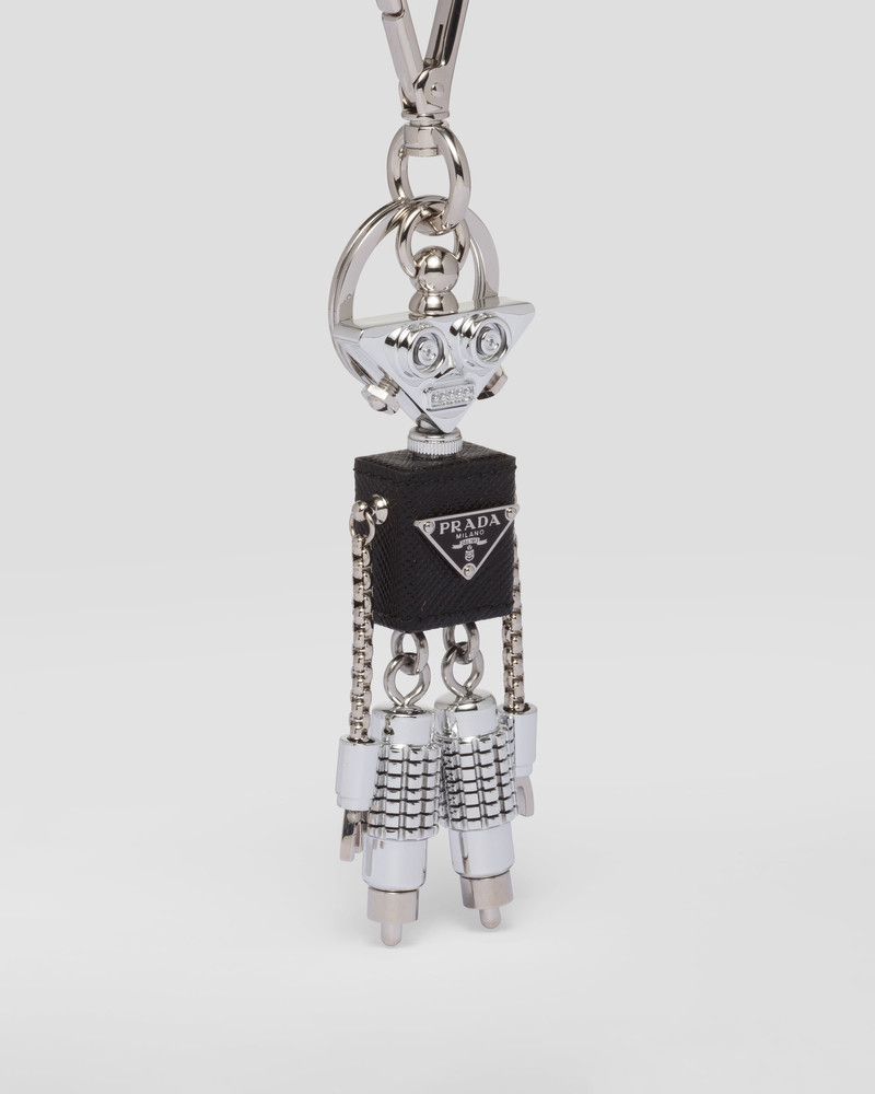 Prada Saffiano leather robot keychain trick outlook