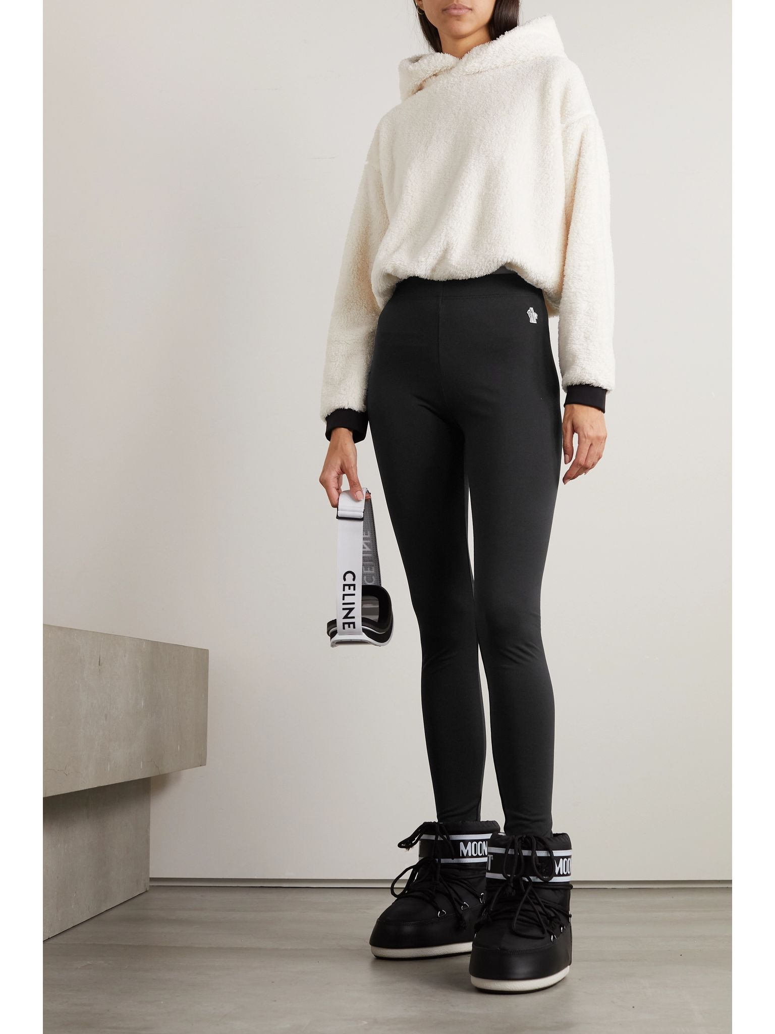 Appliquéd Polartec stretch-knit base layer leggings Black - 2