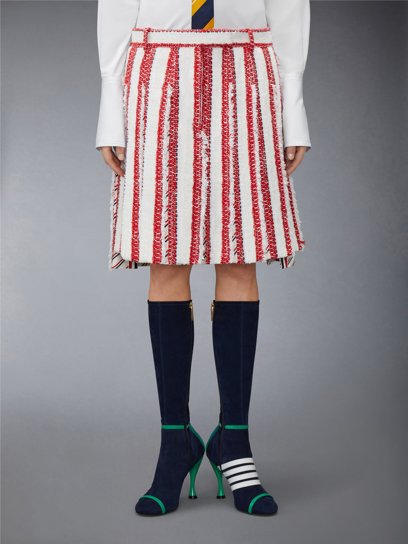 Thom Browne RIBBON TWEED LOW RISE PLEATED SKIRT outlook