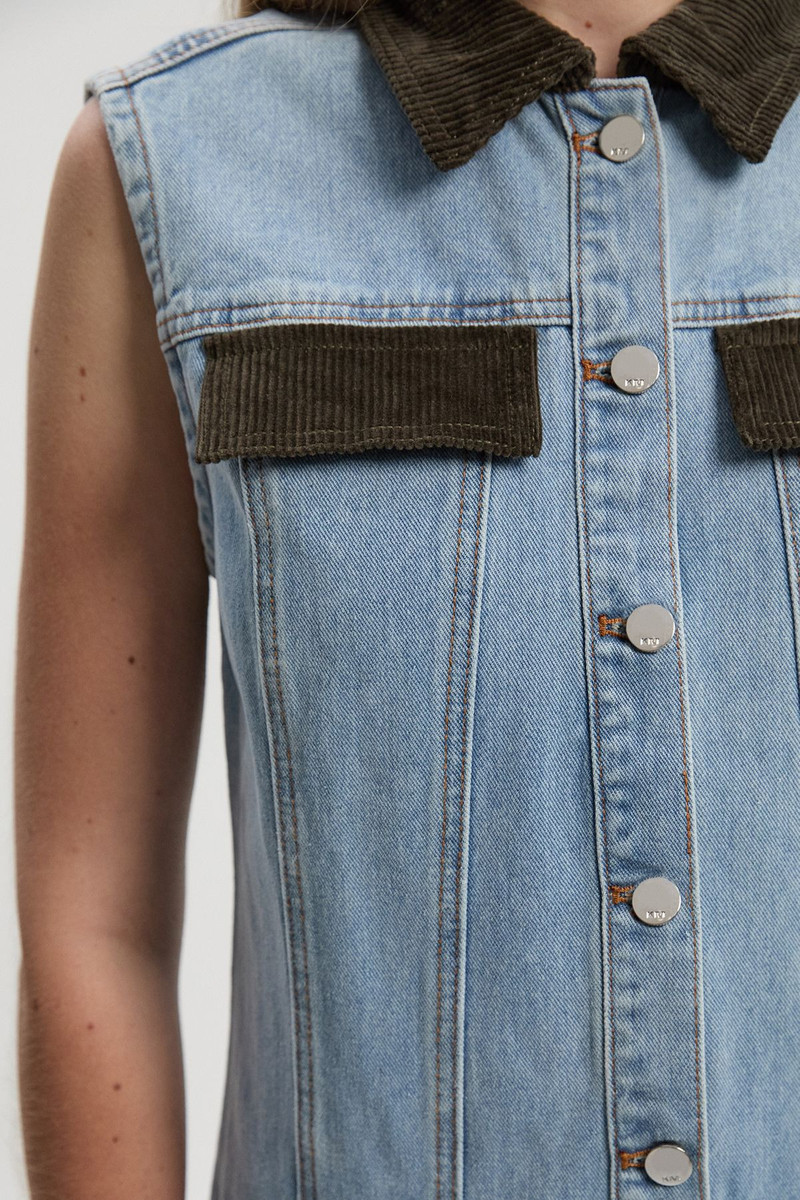 KAREN MILLEN Denim and Cord Mix Mini Dress outlook