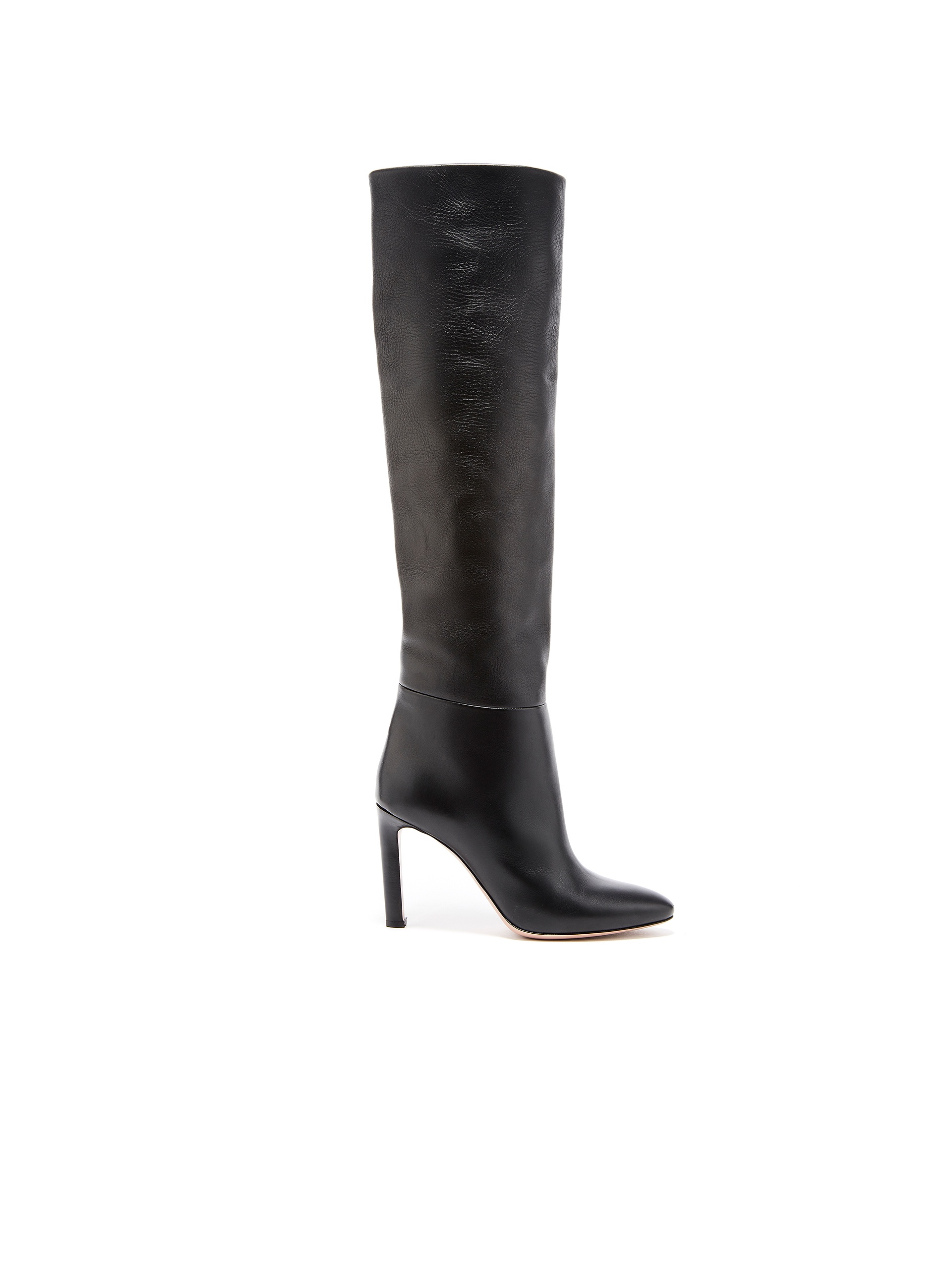 BLACK LEATHER MARGOT KNEE-HIGH BOOT - 1