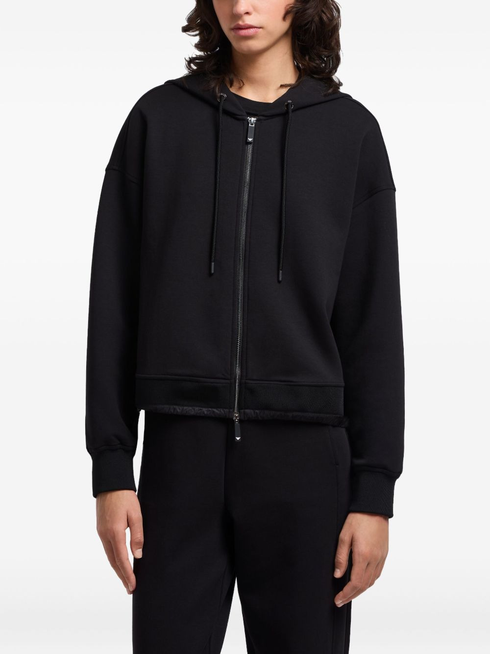 zip-up quilted-hem hoodie - 3
