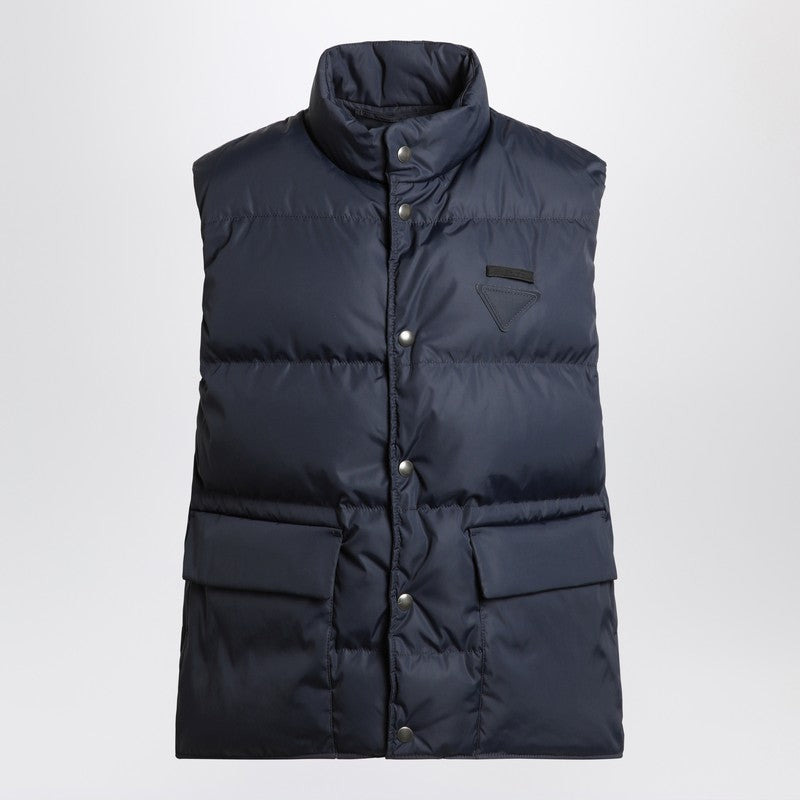 Prada Blue Padded Vest In Re-Nylon Men - 1