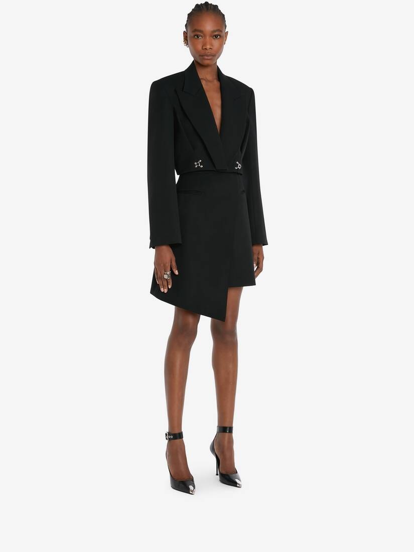 Barathea Drop Hem Mini Skirt in Black - 3