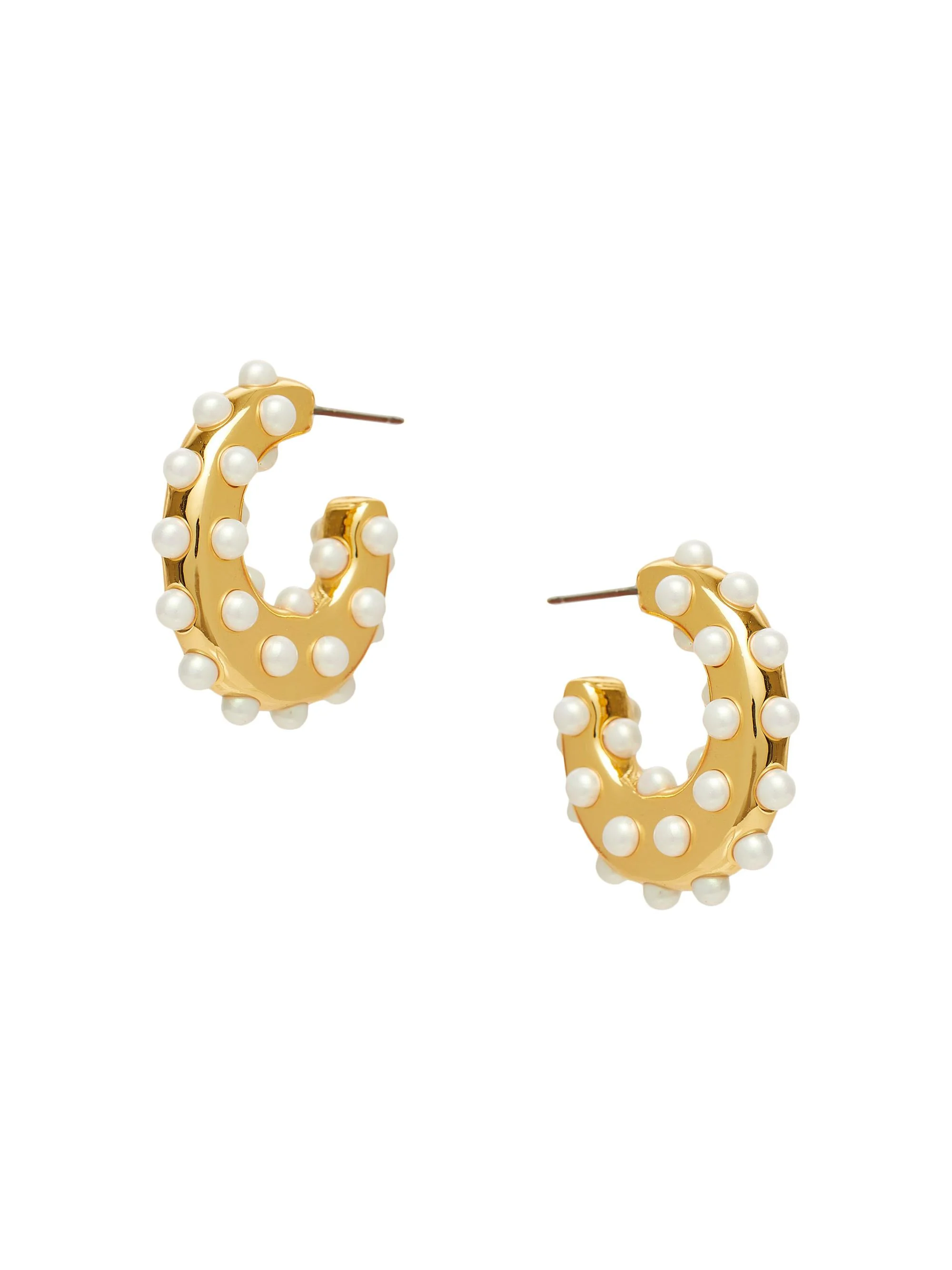 Women's Archer Mini Goldtone & Cabochon Hoop Earrings - Pearl - 1