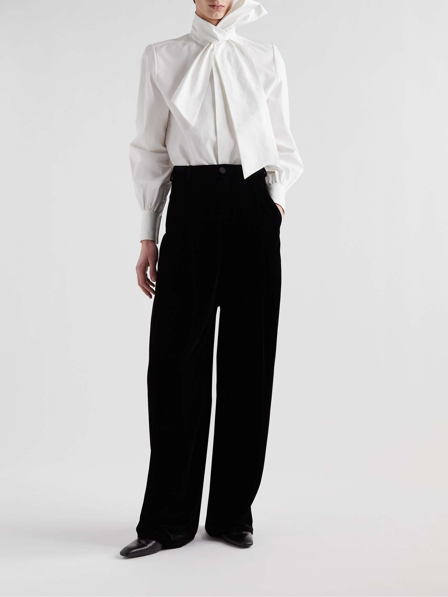 Wide-Leg Velour Trousers - 4