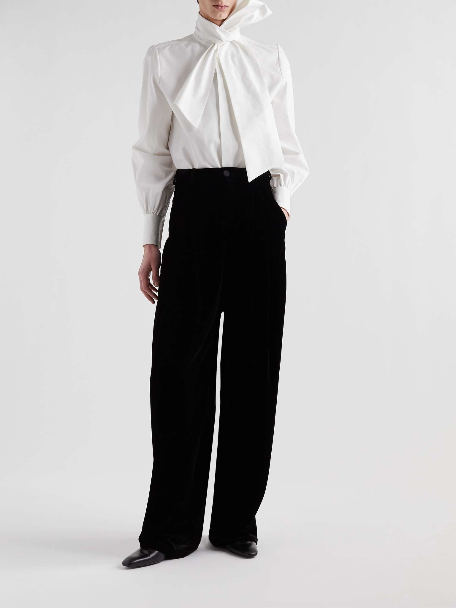 Wide-Leg Velour Trousers - 2