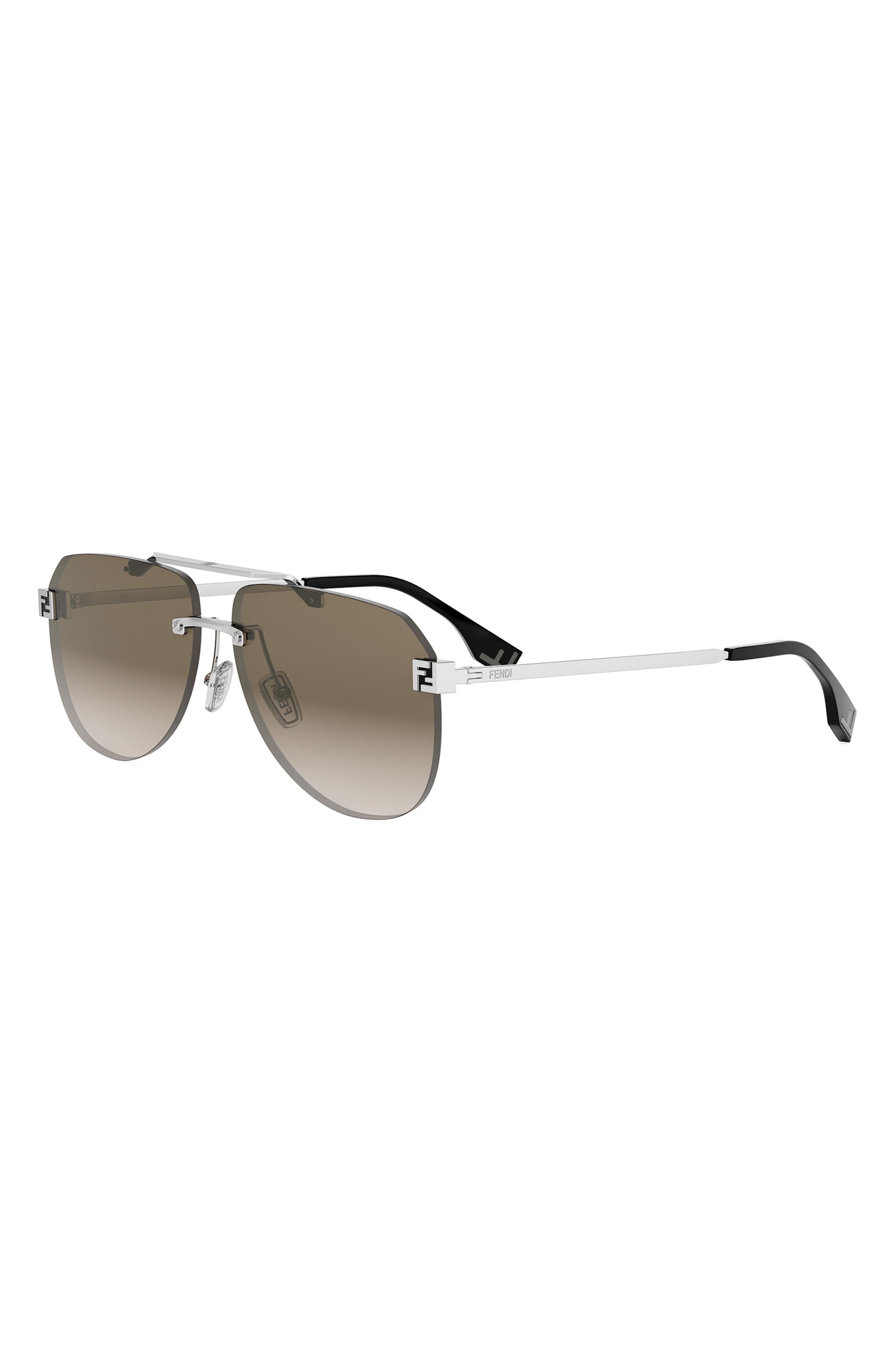 'Fendi Sky 61mm Pilot Sunglasses in Shiny Palladium /Brown at Nordstrom - 2