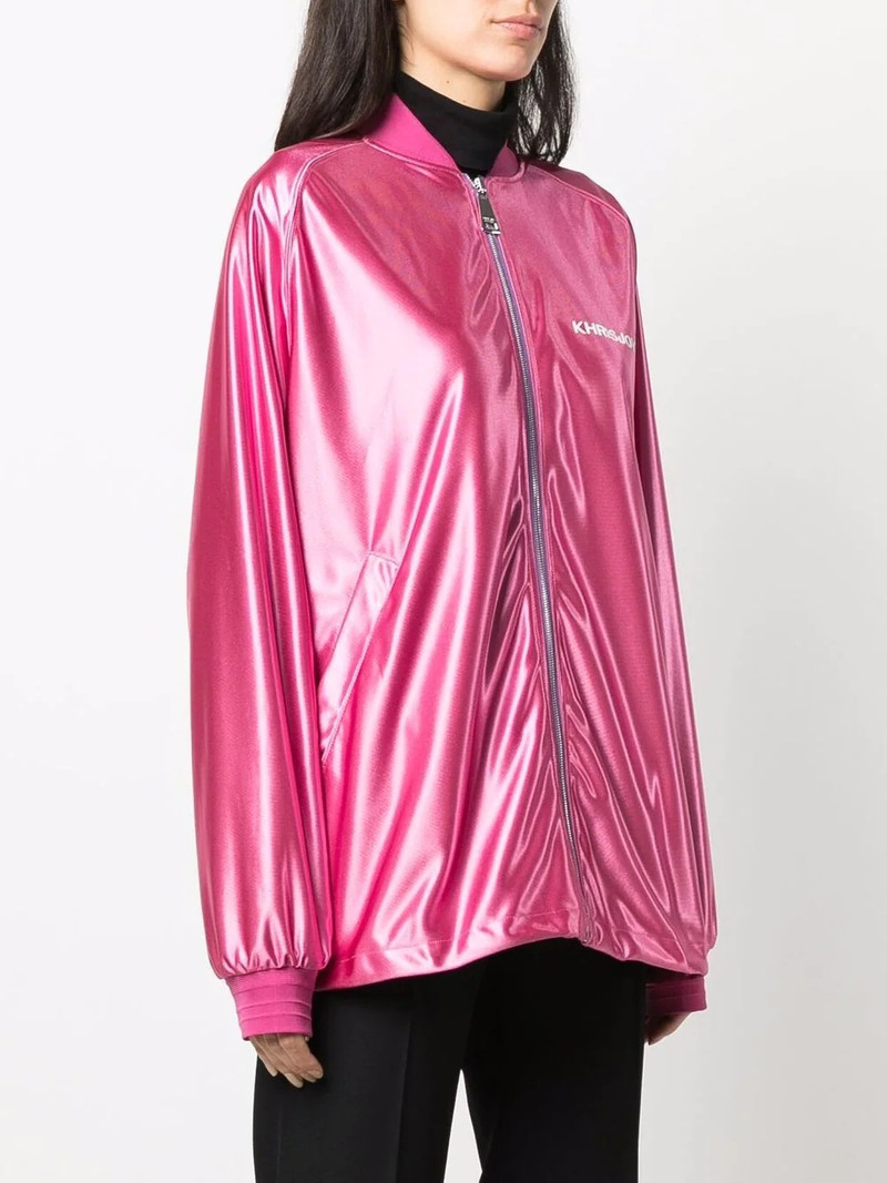 logo-print metallic bomber jacket 3