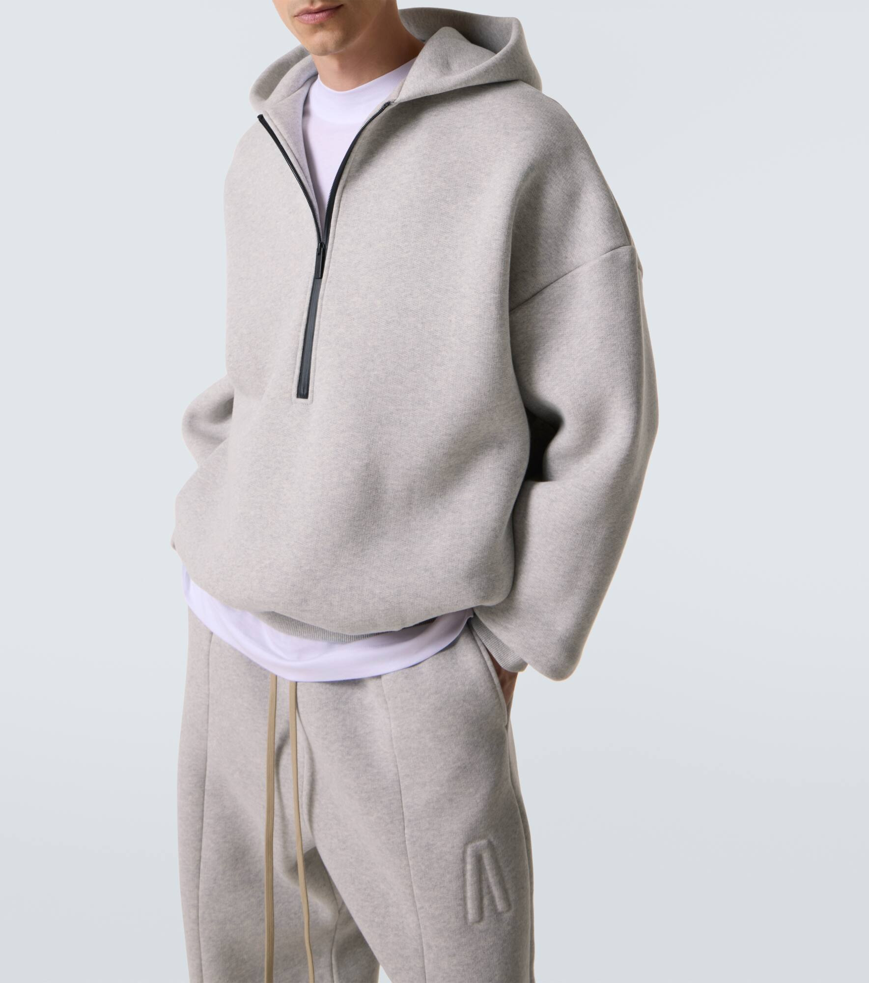 Cotton-blend half-zip hoodie - 5
