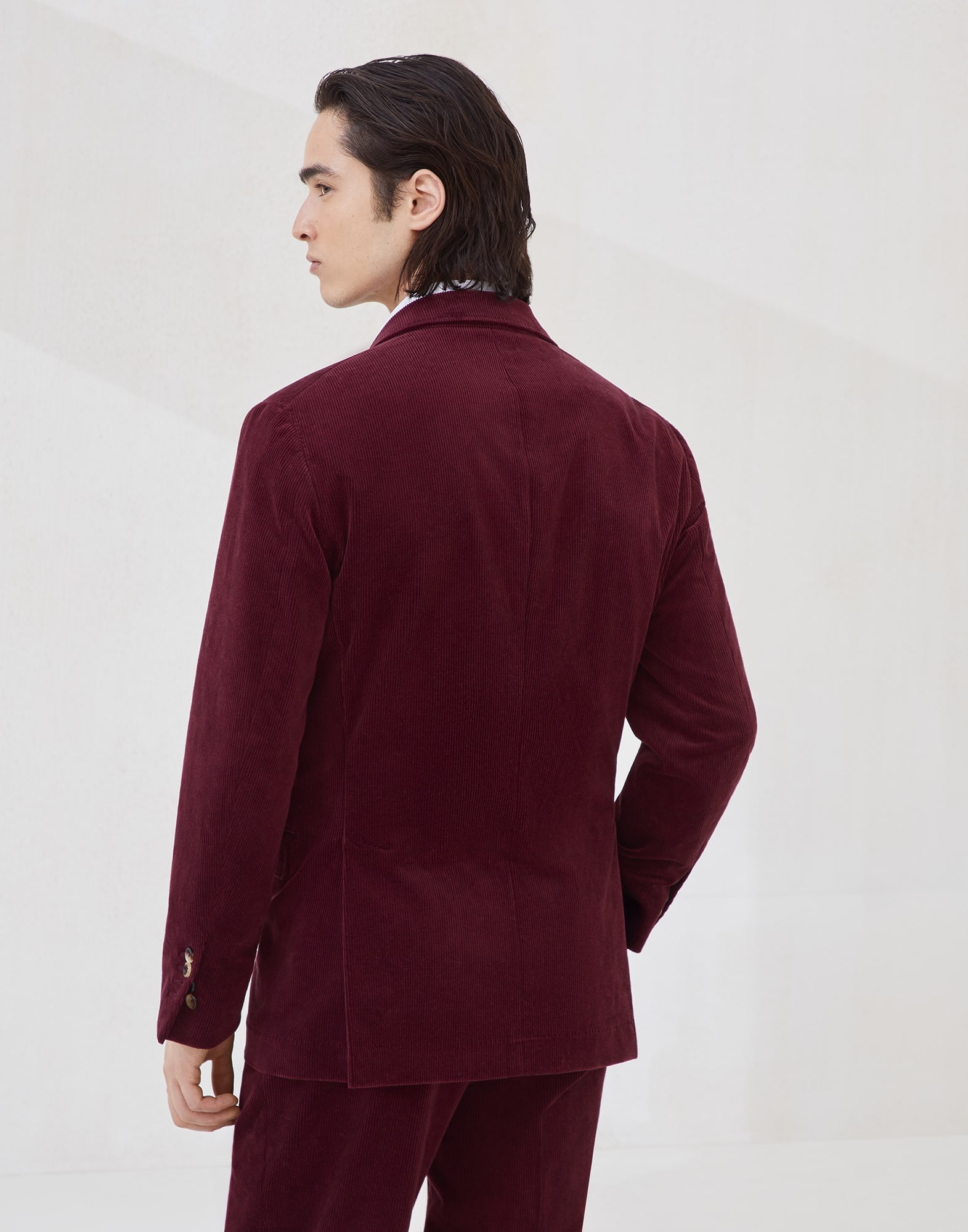 Comfort cotton and cashmere corduroy one-and-a-half breasted deconstructed blazer - 2