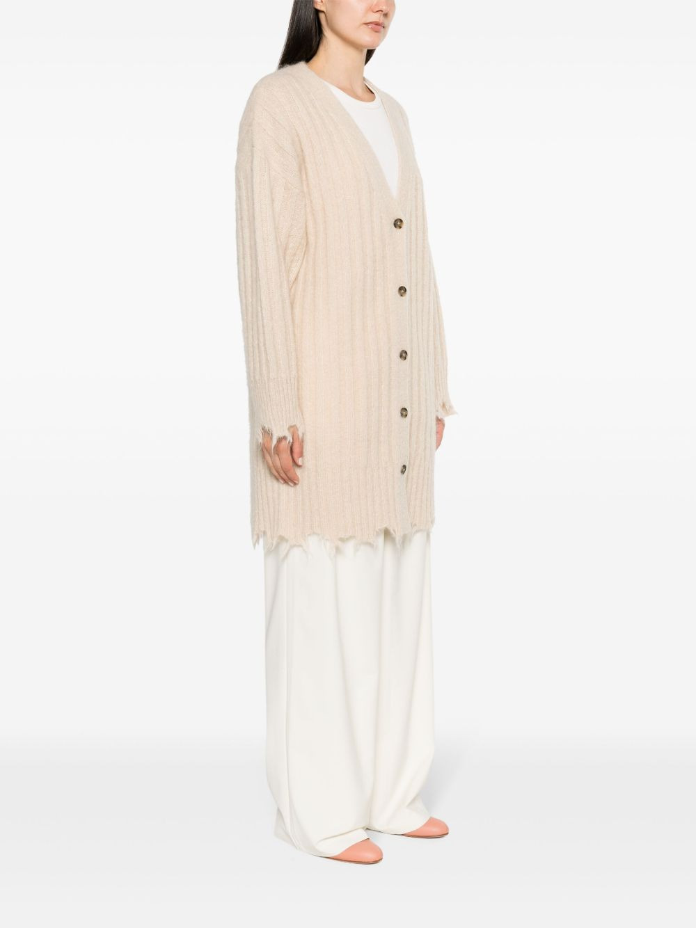 Base distressed ribbed cardi-coat - 3