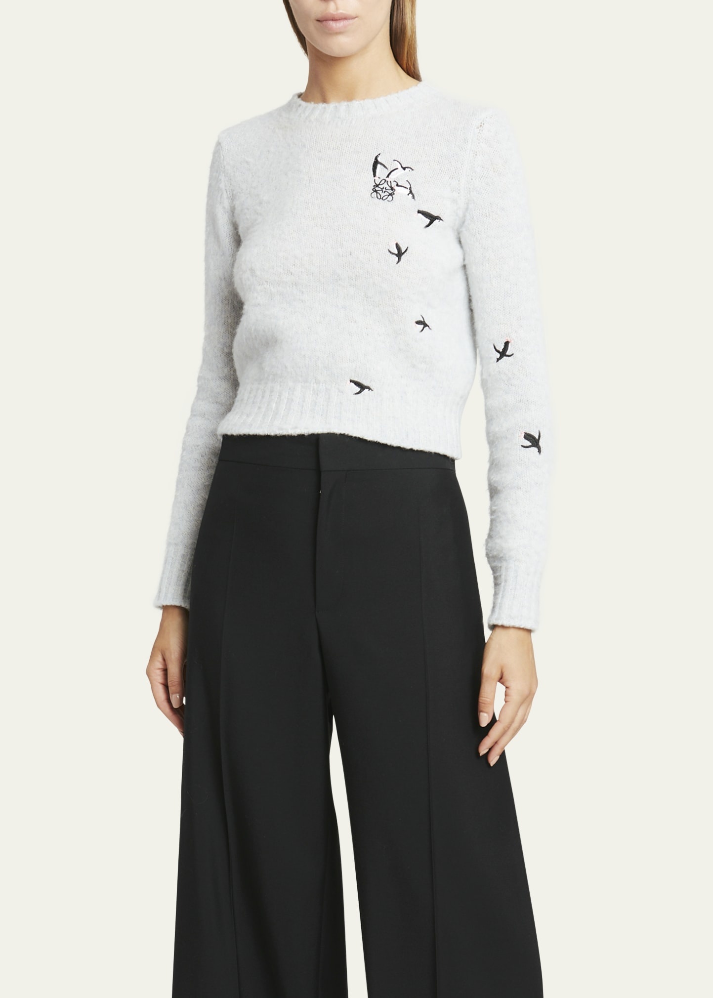 【LOEWE】S359Y04XD4 Suna Fujita ペンギン刺繍リラックスパンツ LOEWE + Suna Fujita embroidered pinstriped silk and cotton