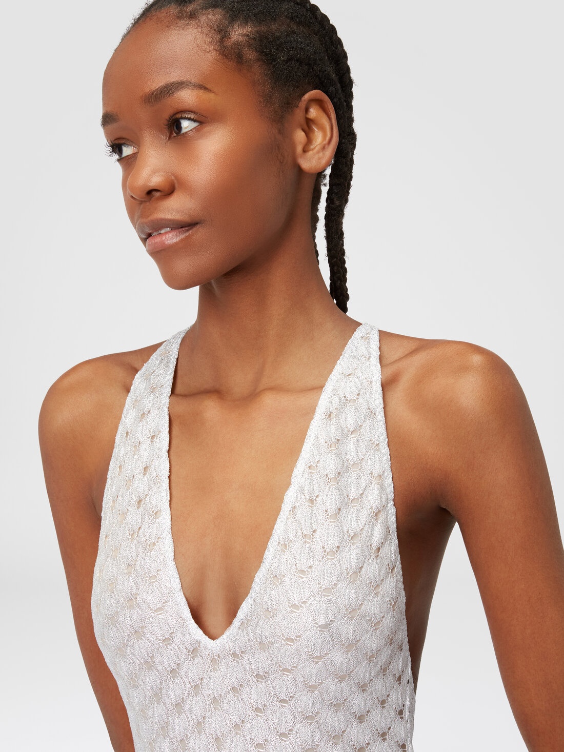 One-piece swimming costume in lace-effect viscose - 5