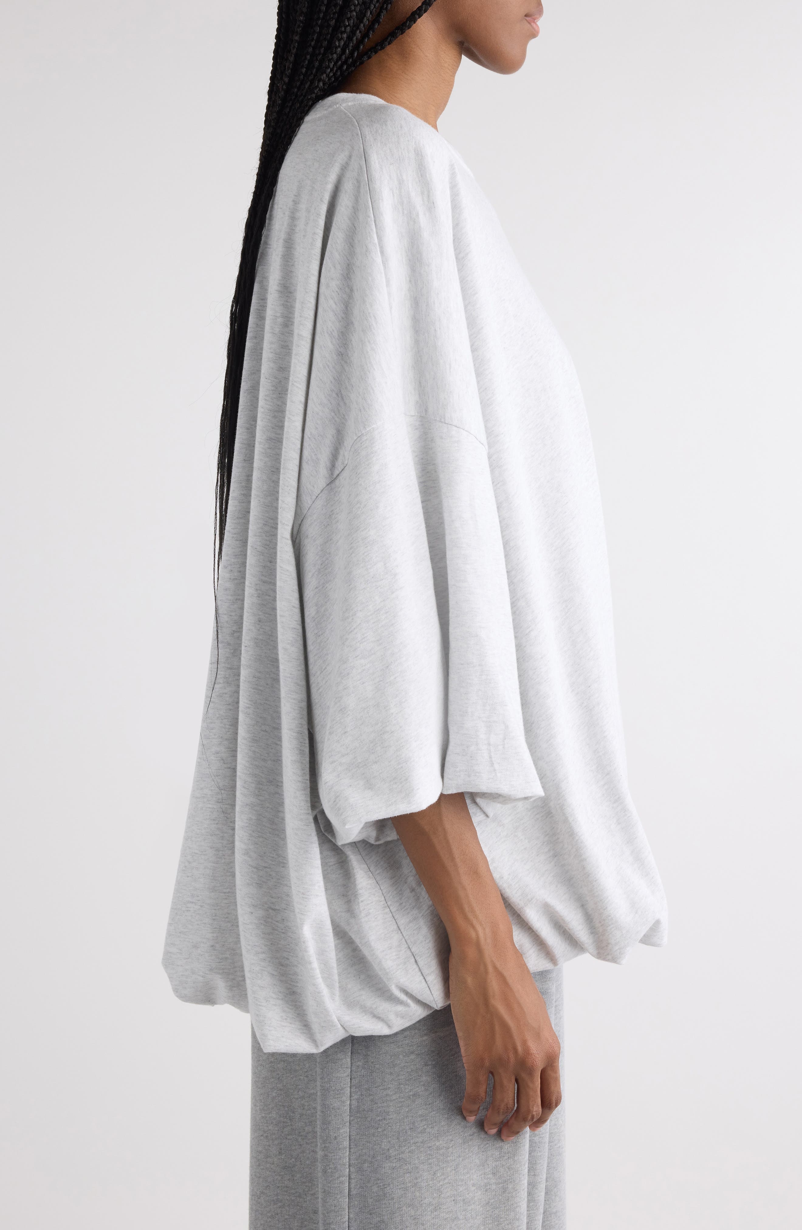 Acne Studios Eniko Bubble Hem Sweatshirt in Grey Melange at Nordstrom - 4
