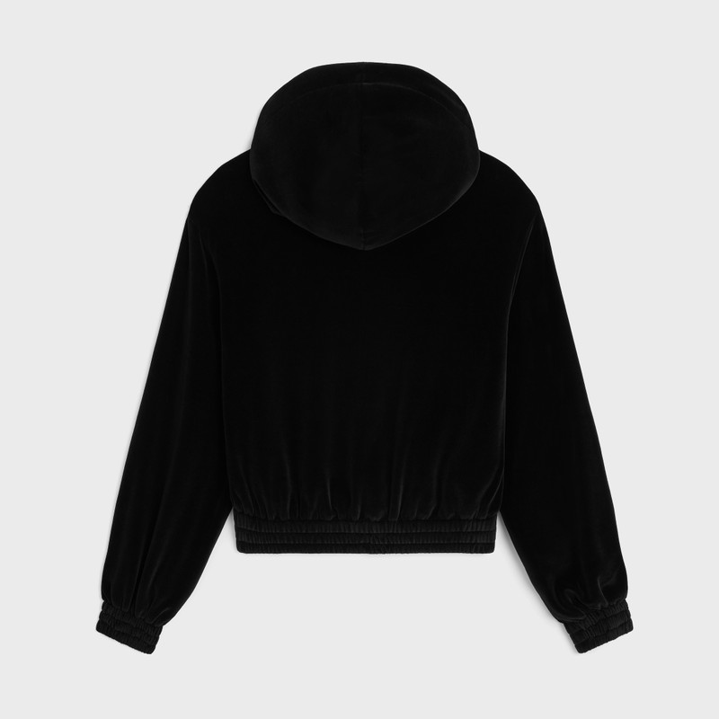 CELINE loose zip up hoodie IN velvet jersey outlook