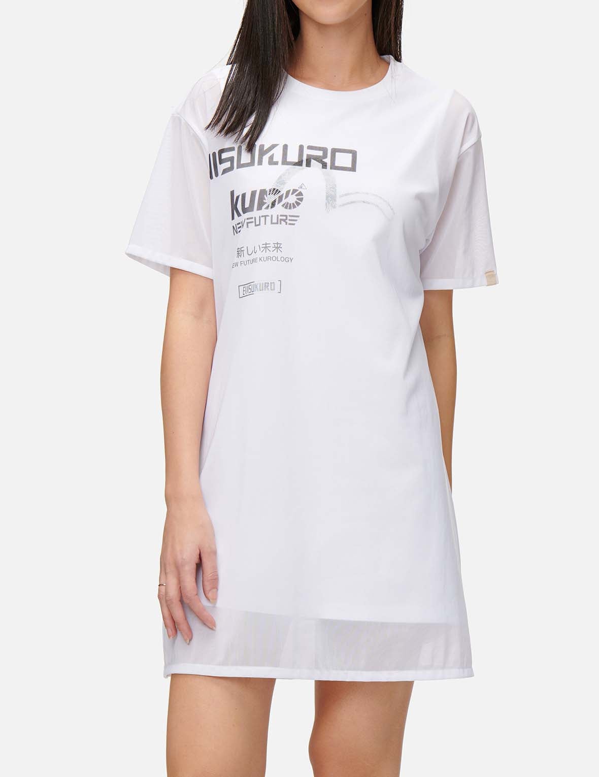 Mesh Overlay T-shirt Dress - 7