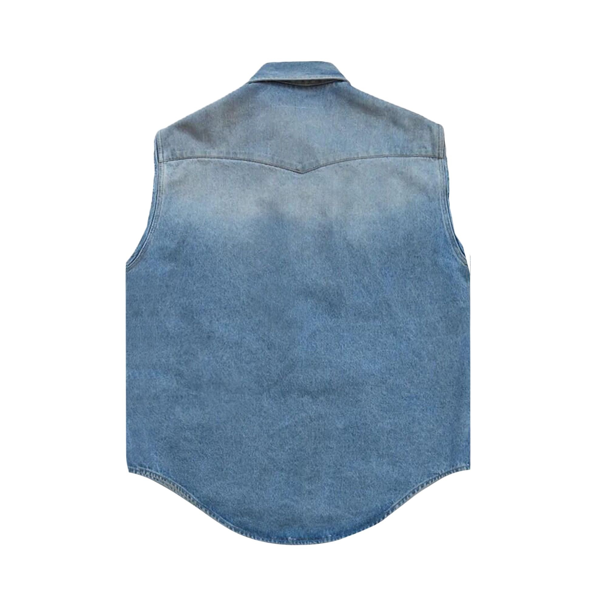 MM6 Maison Margiela Sleeveless Distressed Denim Shirt 'Blue' - 2