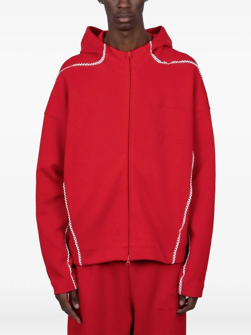 x Arte Antwerp zip-up lace-trim hoodie - 1