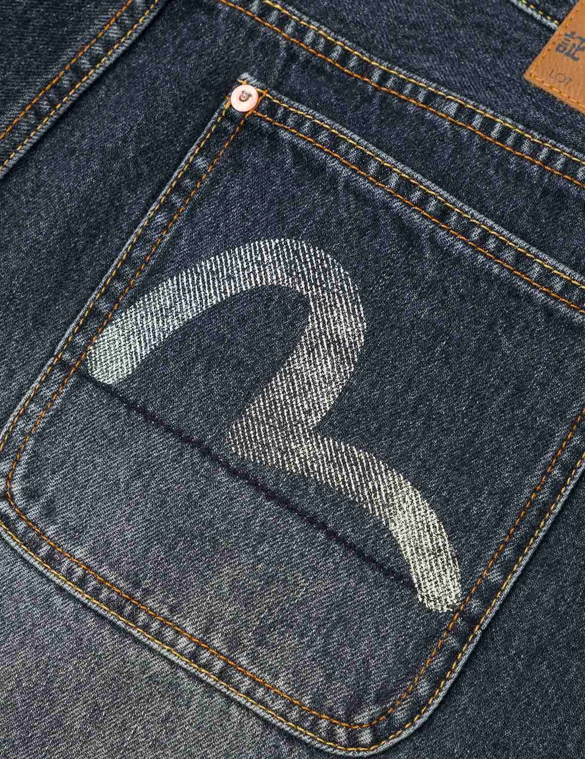 Seagull Print Pockets Oversized Worker Denim Shorts - 6