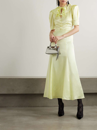 Alessandra Rich Tie-detailed ruffled silk-satin midi dress outlook