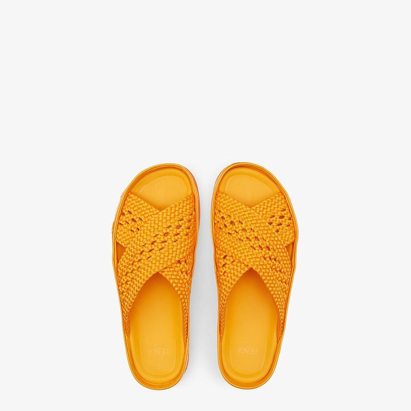 Orange stretch lace slides 4