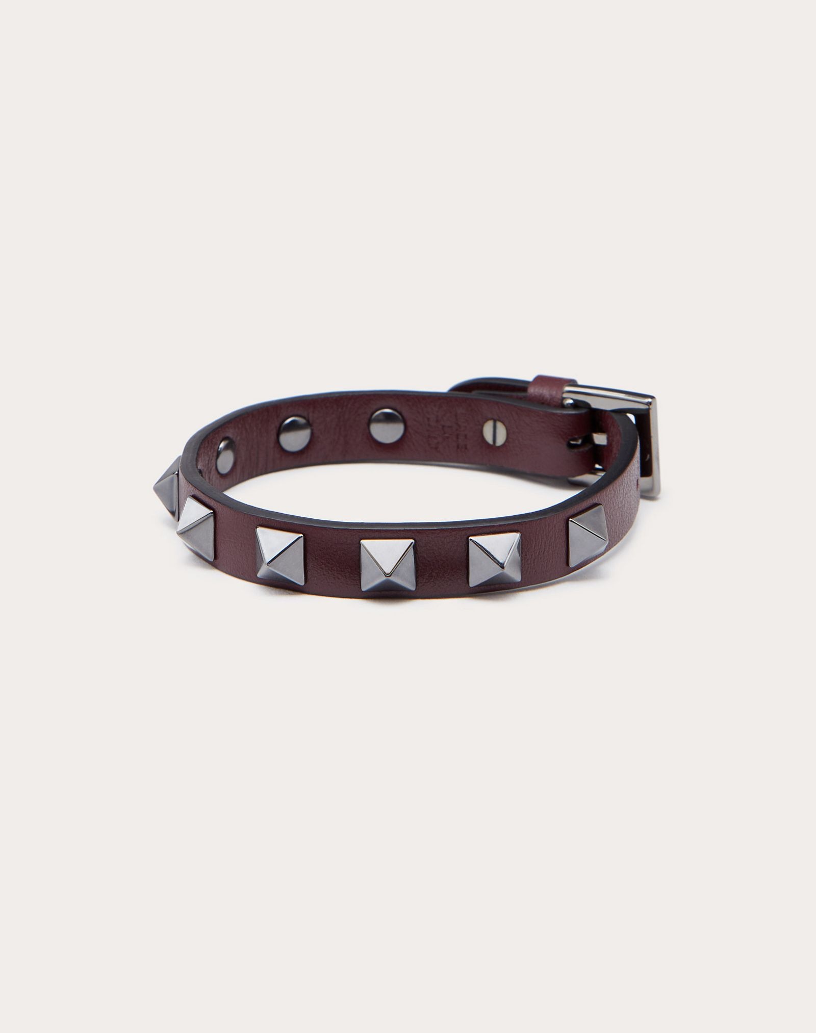 Rockstud leather bracelet with ruthenium studs - 3