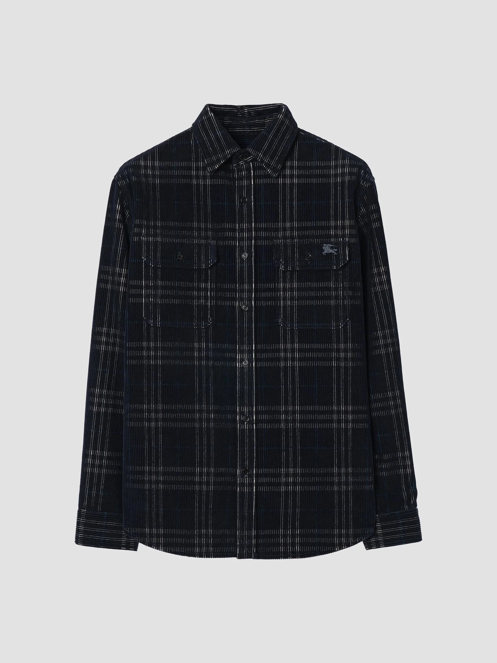 Men's Cadoc Oversized Corduroy Shirt - White Blue Ip Check - 1