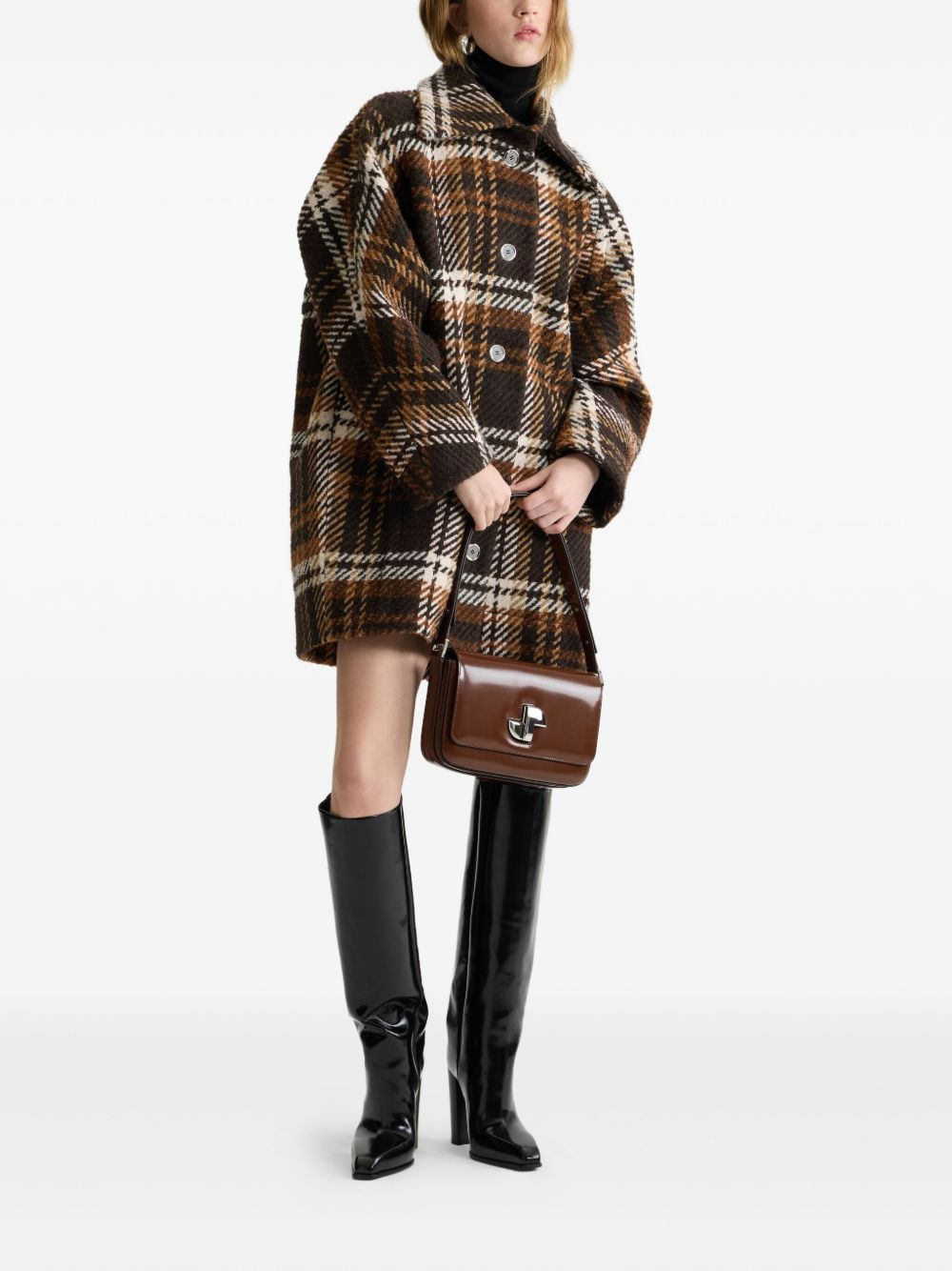 checked wool coat - 2