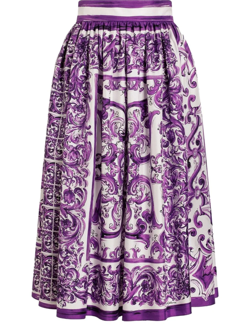 Dolce & Gabbana Women Silk Skirt With Maiolica Print - 1