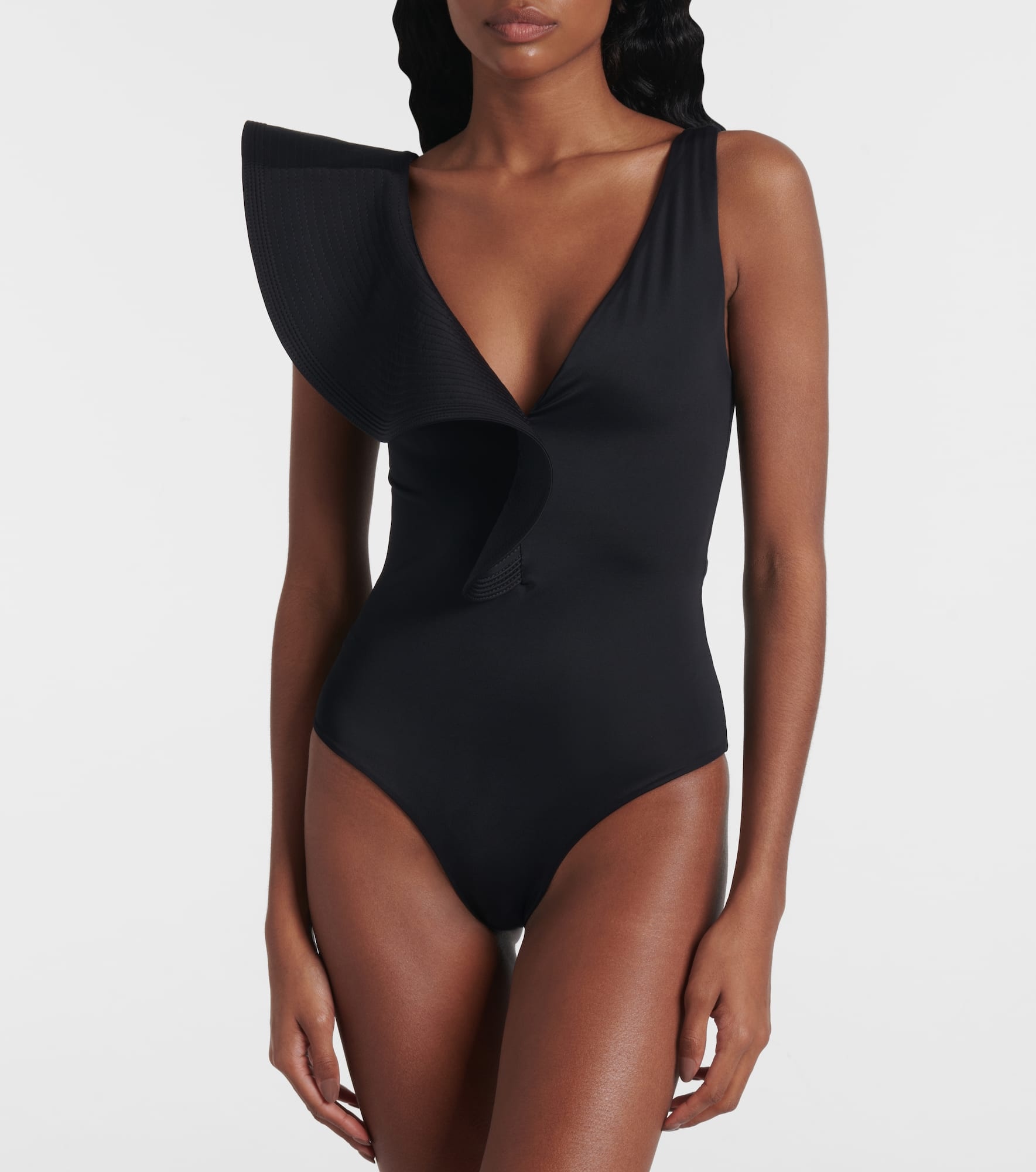 Asymmetric ruffled swimsuit - 2