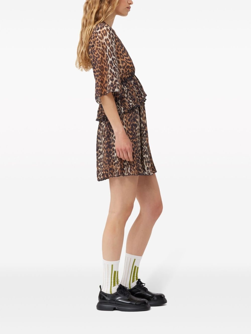 leopard-print georgette minidress - 3