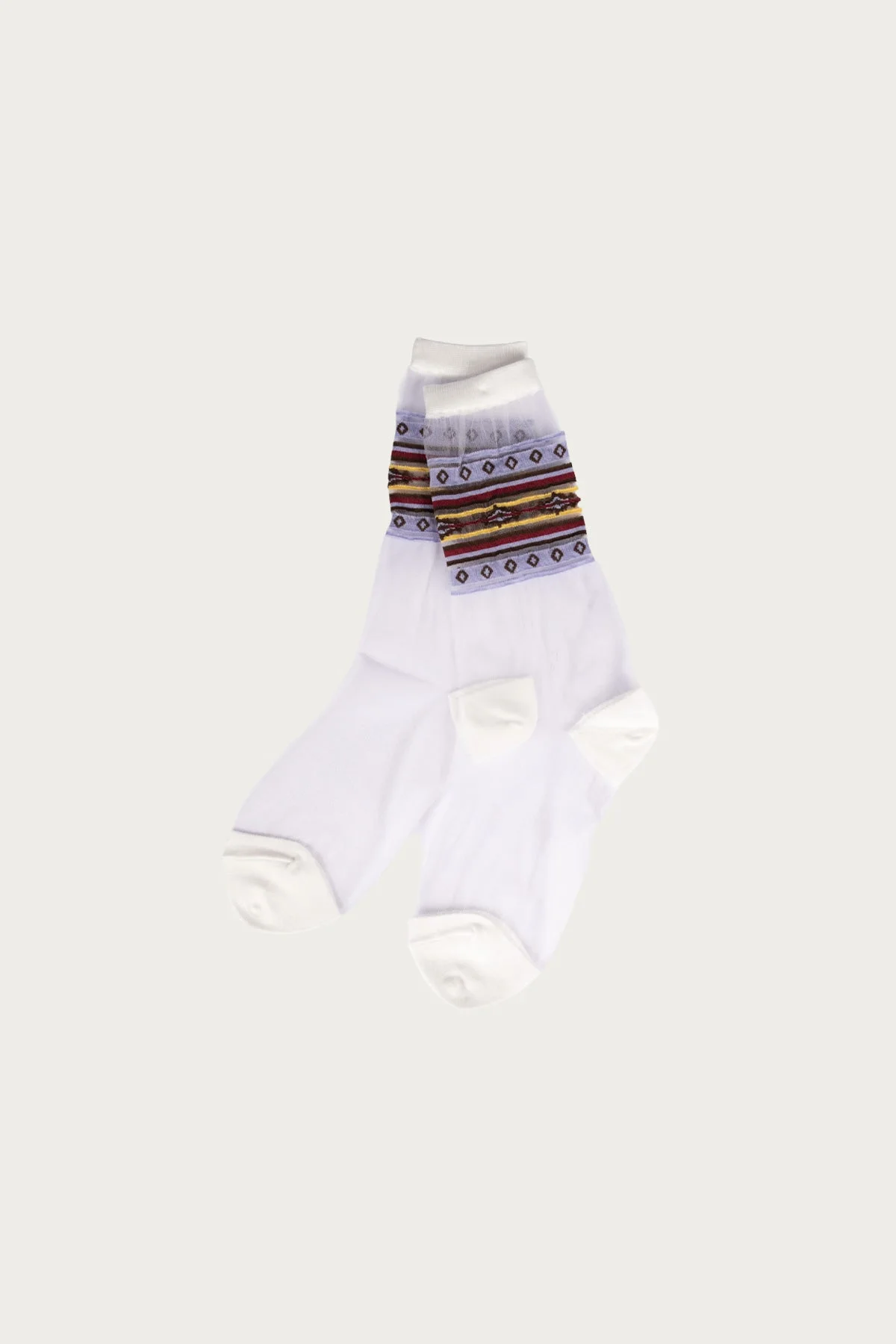 200 Yarns GYPSY Stripe Sheer Socks - White/Purple - 1