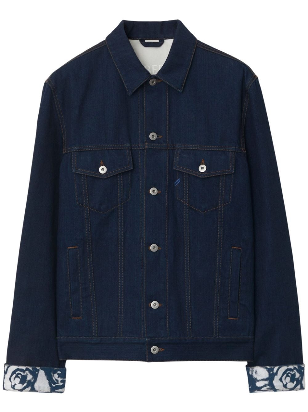 logo-patch cotton denim jacket - 1