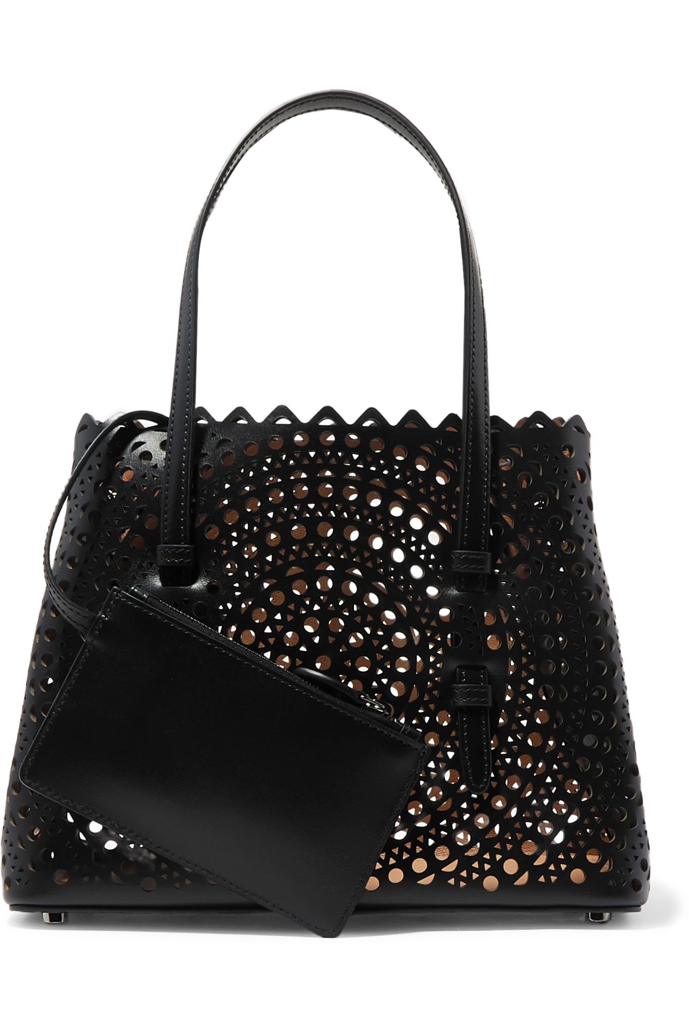 Mina small laser-cut leather tote - 7