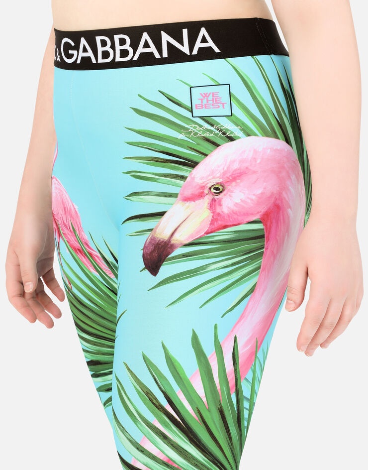 Flamingo-print cycling shorts with branded elastic - 8