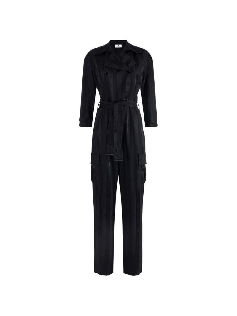 jacquard striped belted jumpsuit 1