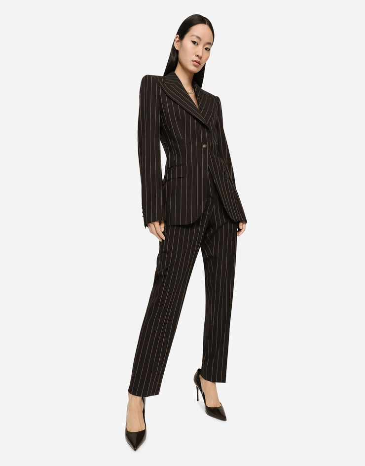 High-waisted pinstripe wool pants - 5