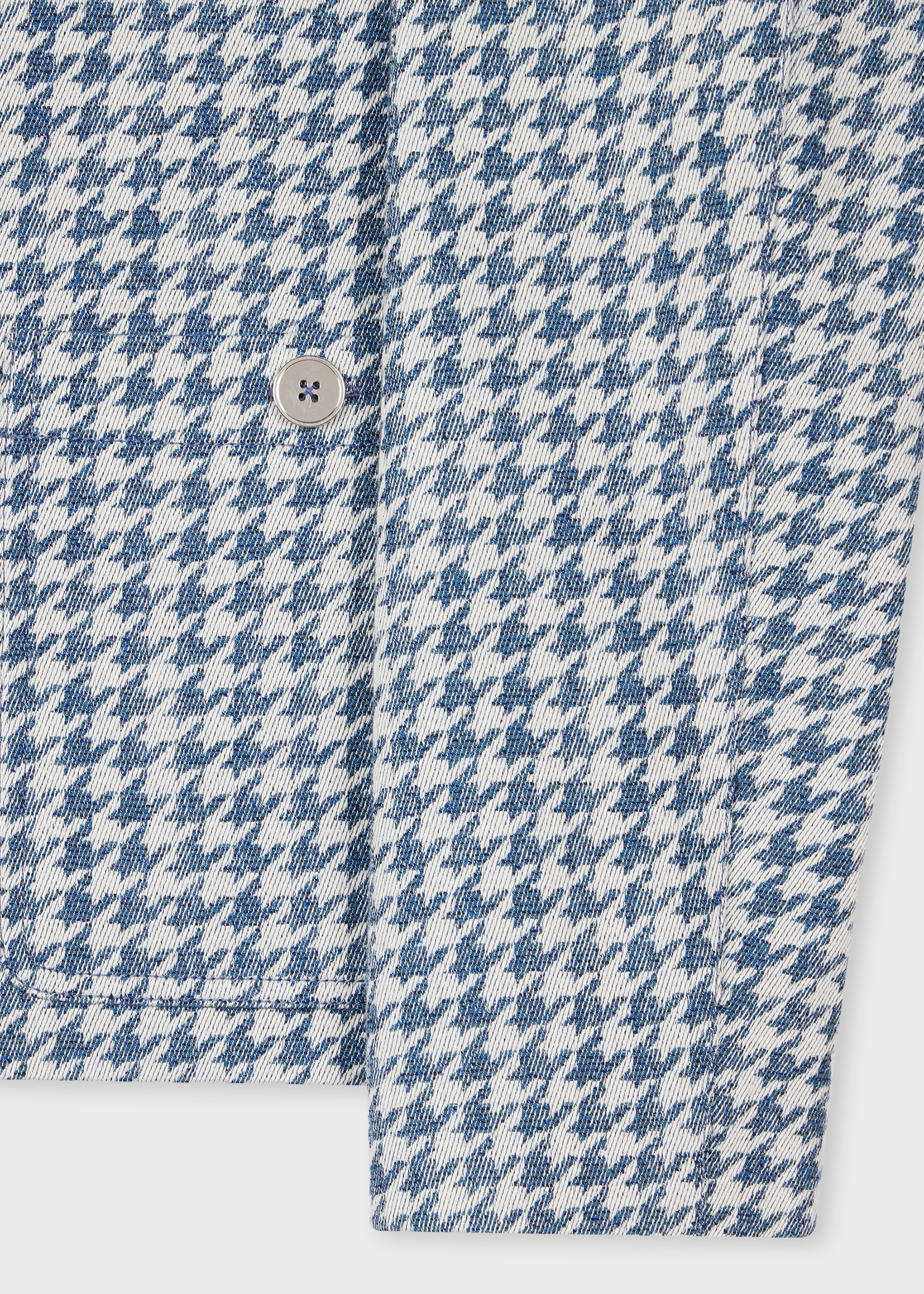 Women's Blue Cotton-Blend Dogtooth Jacket - 2